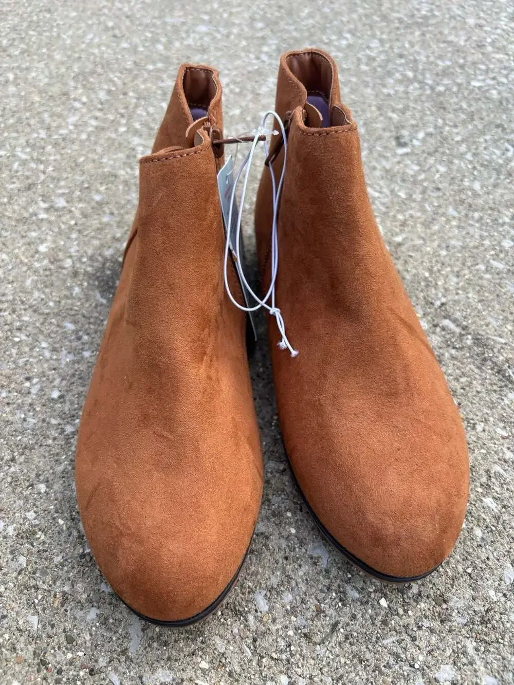 Cat & Jack Girls Cognac Brown Suede Side Zip Ankle Booties Size 3